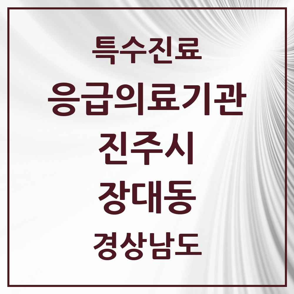 2025 경상남도 진주시 장대동 응급의료기관 의원·병원 목록 1곳