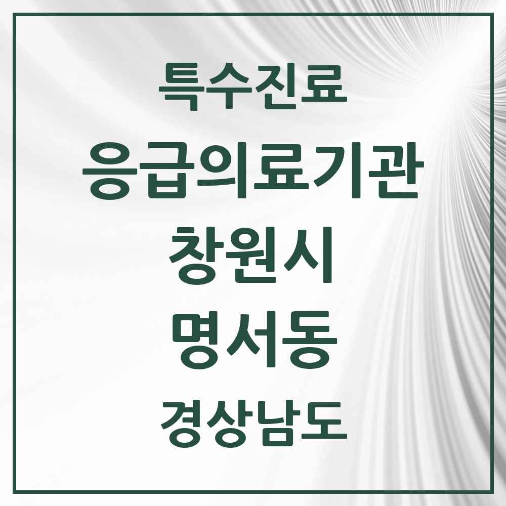 2025 경상남도 창원시 명서동 응급의료기관 의원·병원 목록 1곳