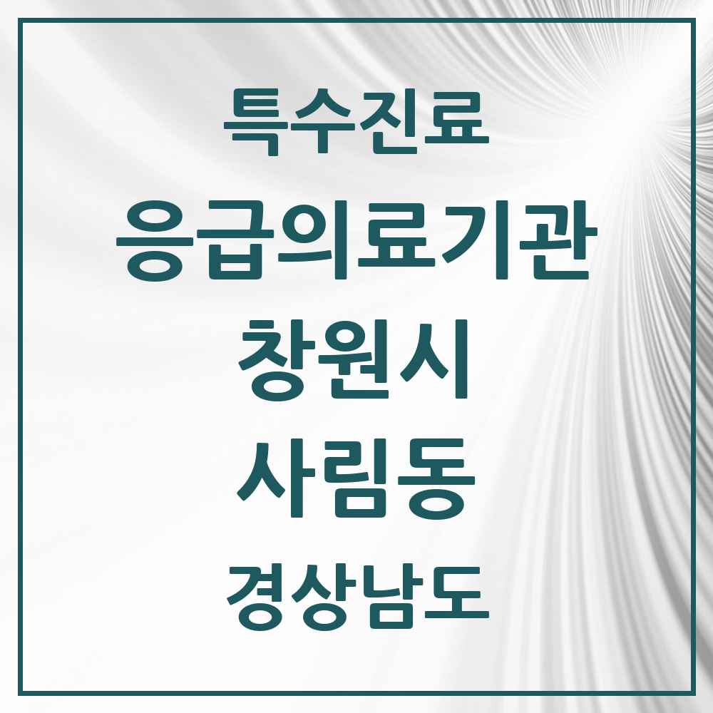 2025 경상남도 창원시 사림동 응급의료기관 의원·병원 목록 1곳