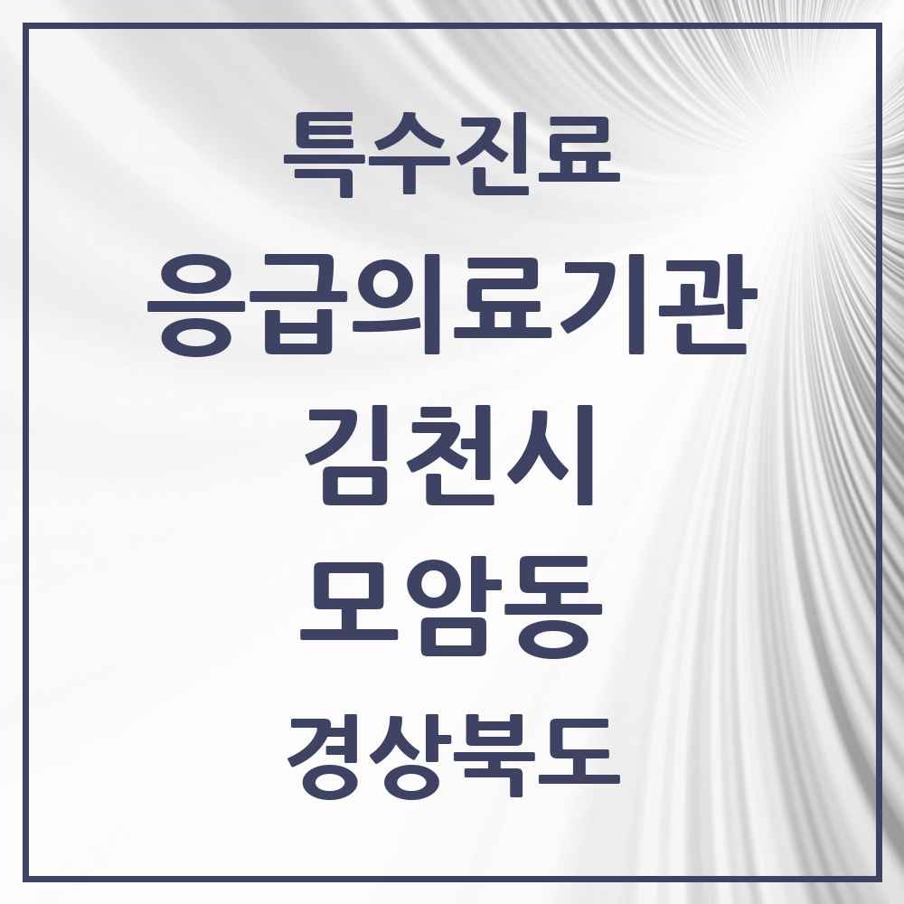 2025 경상북도 김천시 모암동 응급의료기관 의원·병원 목록 1곳