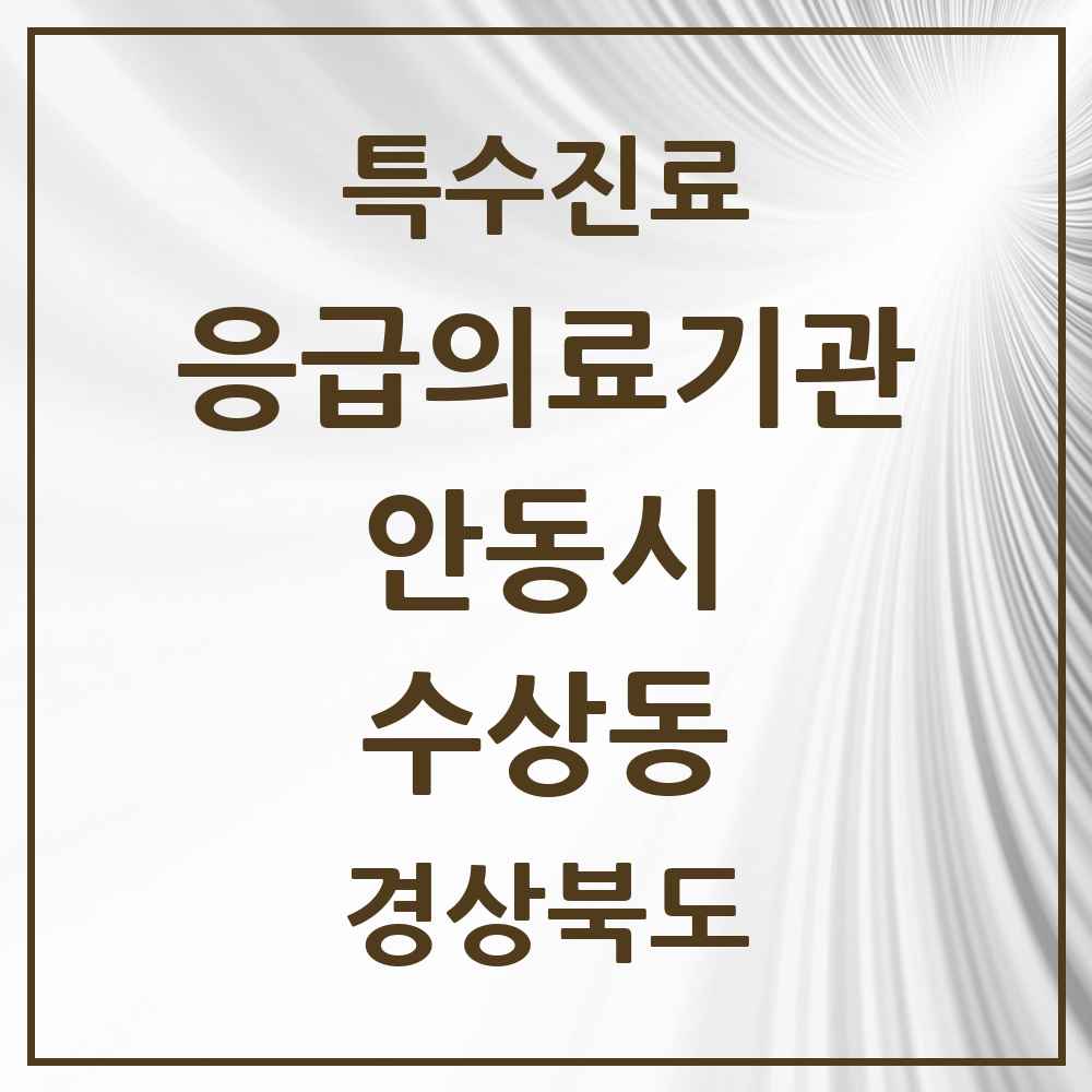 2025 경상북도 안동시 수상동 응급의료기관 의원·병원 목록 1곳