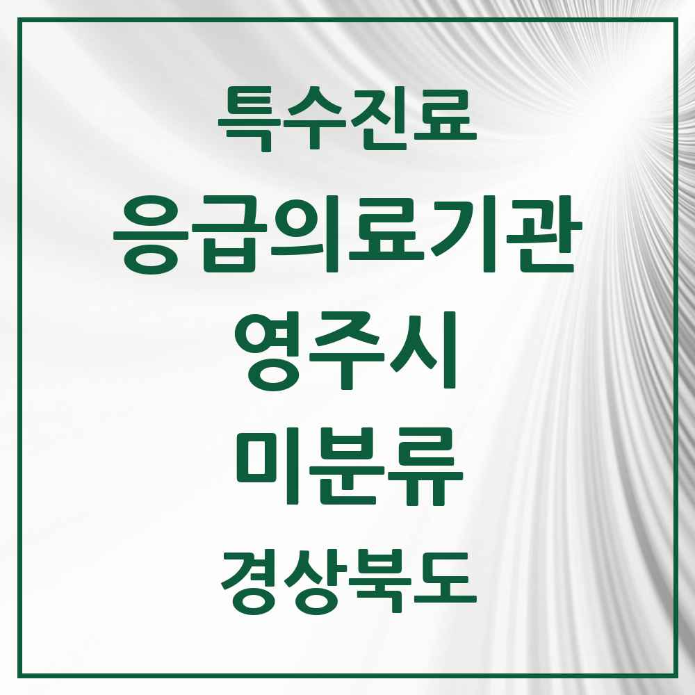 2025 경상북도 영주시 미분류 응급의료기관 의원·병원 목록 1곳