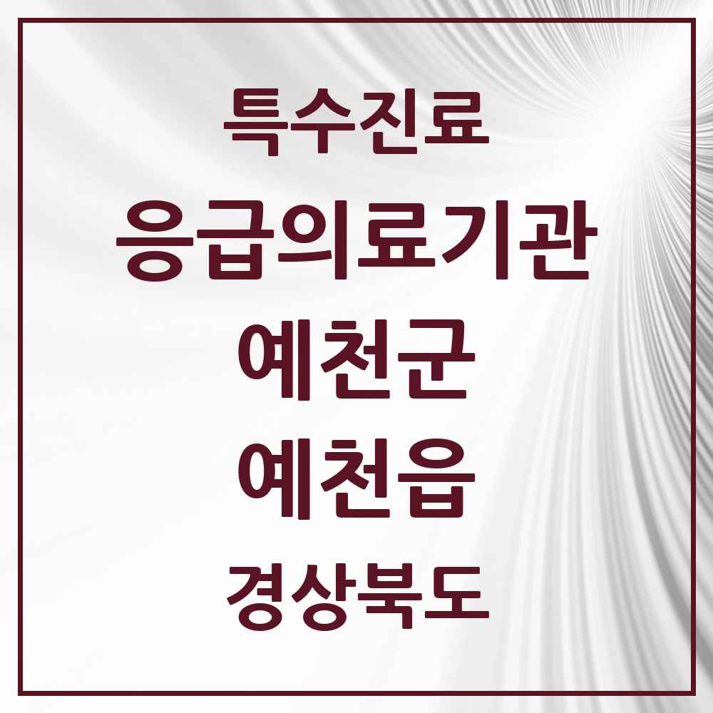2025 경상북도 예천군 예천읍 응급의료기관 의원·병원 목록 1곳
