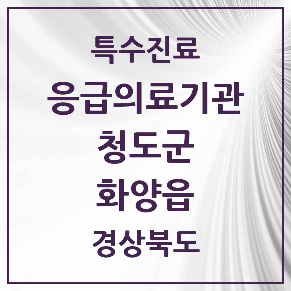 2025 경상북도 청도군 화양읍 응급의료기관 의원·병원 목록 1곳
