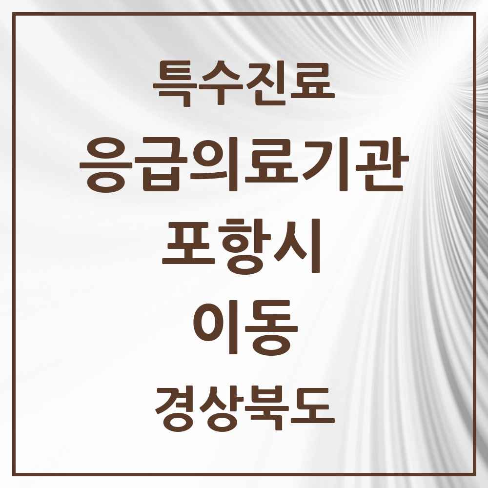 2025 경상북도 포항시 이동 응급의료기관 의원·병원 목록 1곳