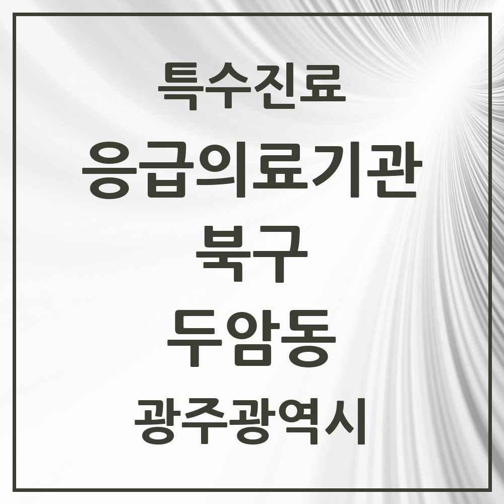 2025 광주광역시 북구 두암동 응급의료기관 의원·병원 목록 1곳