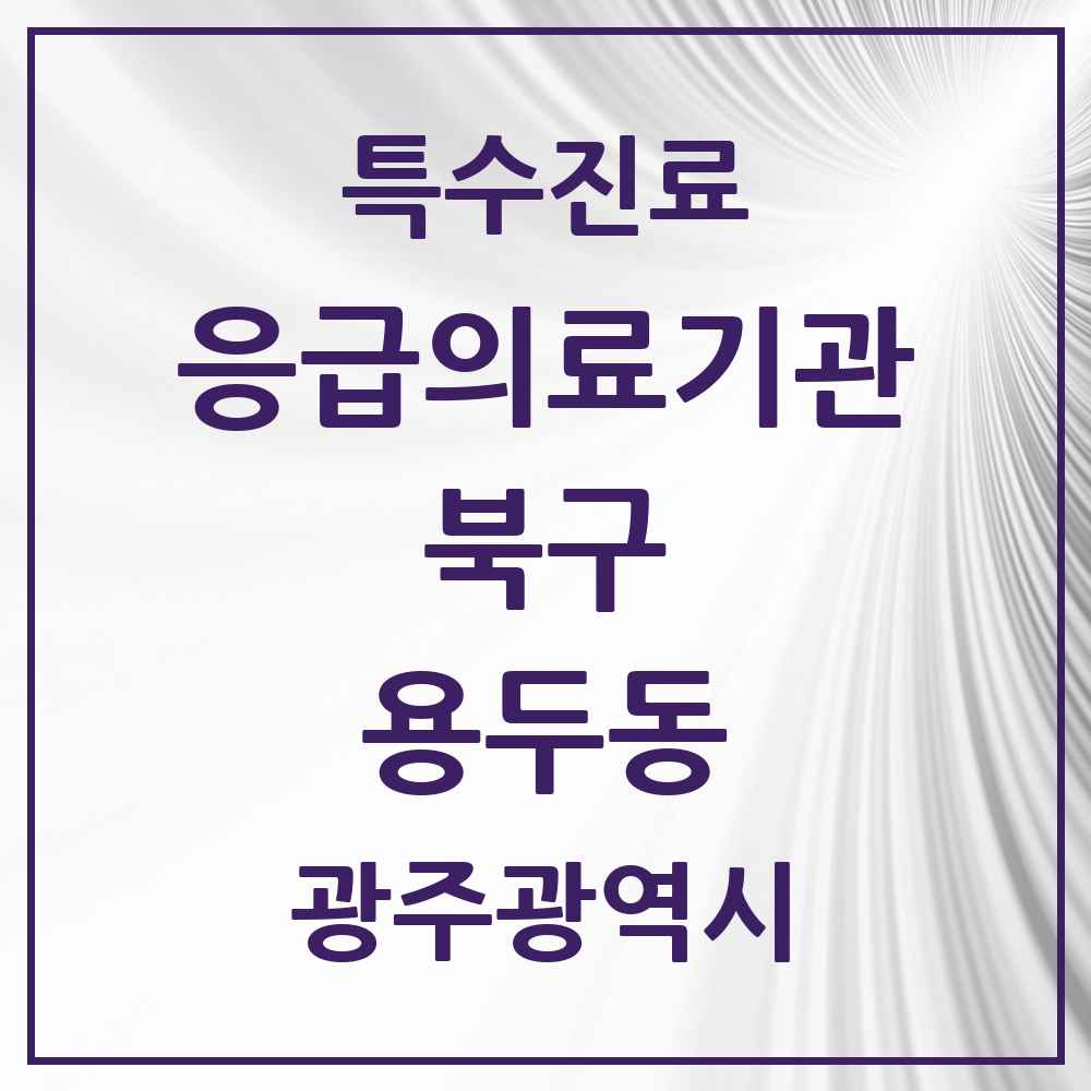 2025 광주광역시 북구 용두동 응급의료기관 의원·병원 목록 1곳