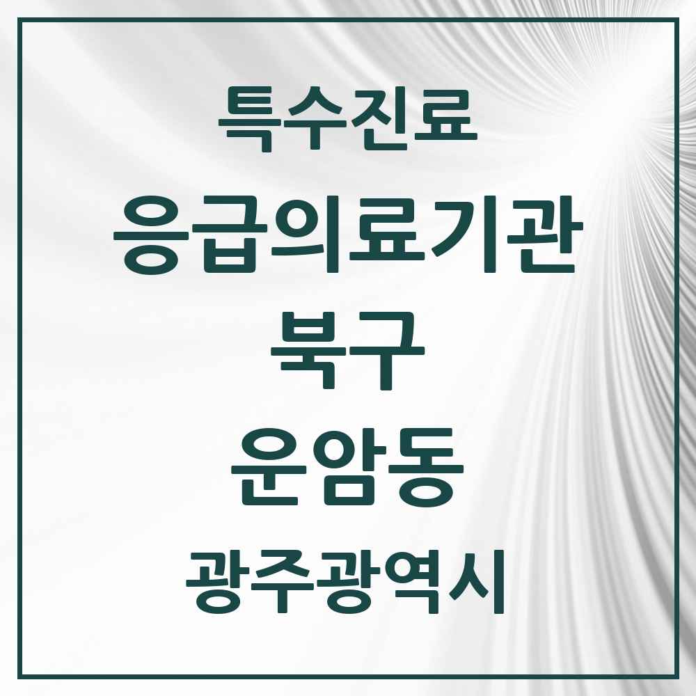 2025 광주광역시 북구 운암동 응급의료기관 의원·병원 목록 1곳