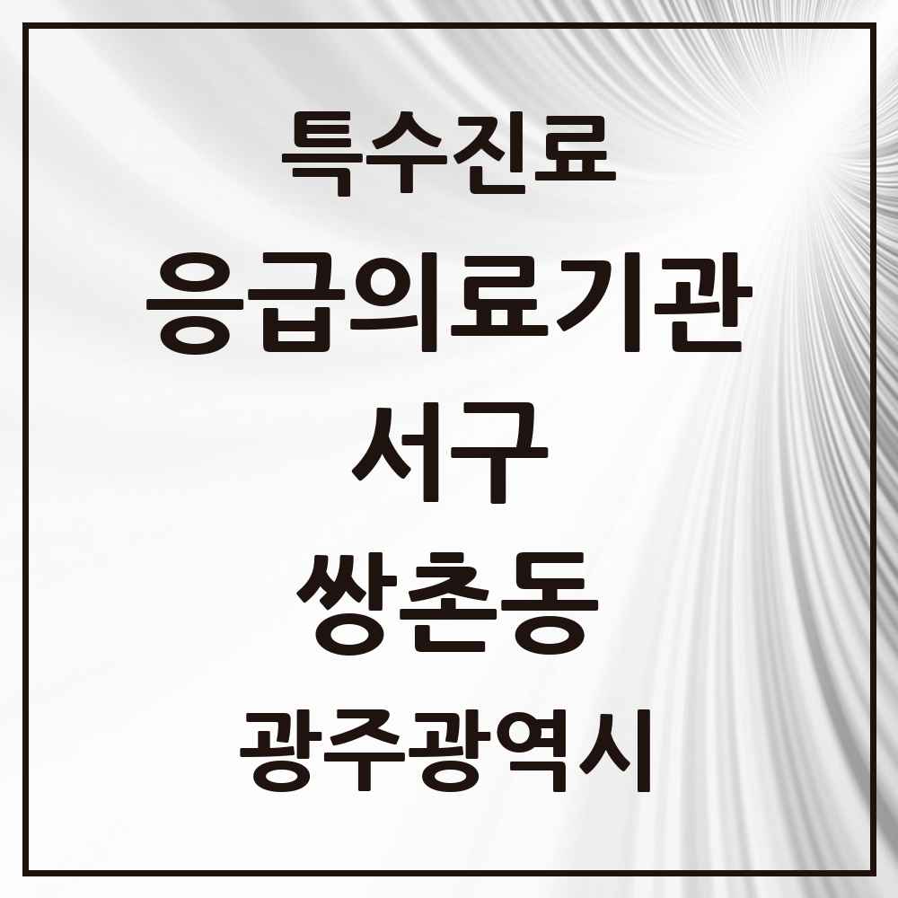 2025 광주광역시 서구 쌍촌동 응급의료기관 의원·병원 목록 1곳