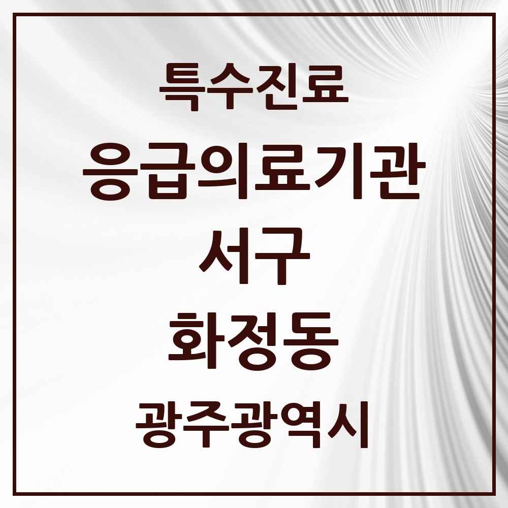 2025 광주광역시 서구 화정동 응급의료기관 의원·병원 목록 1곳