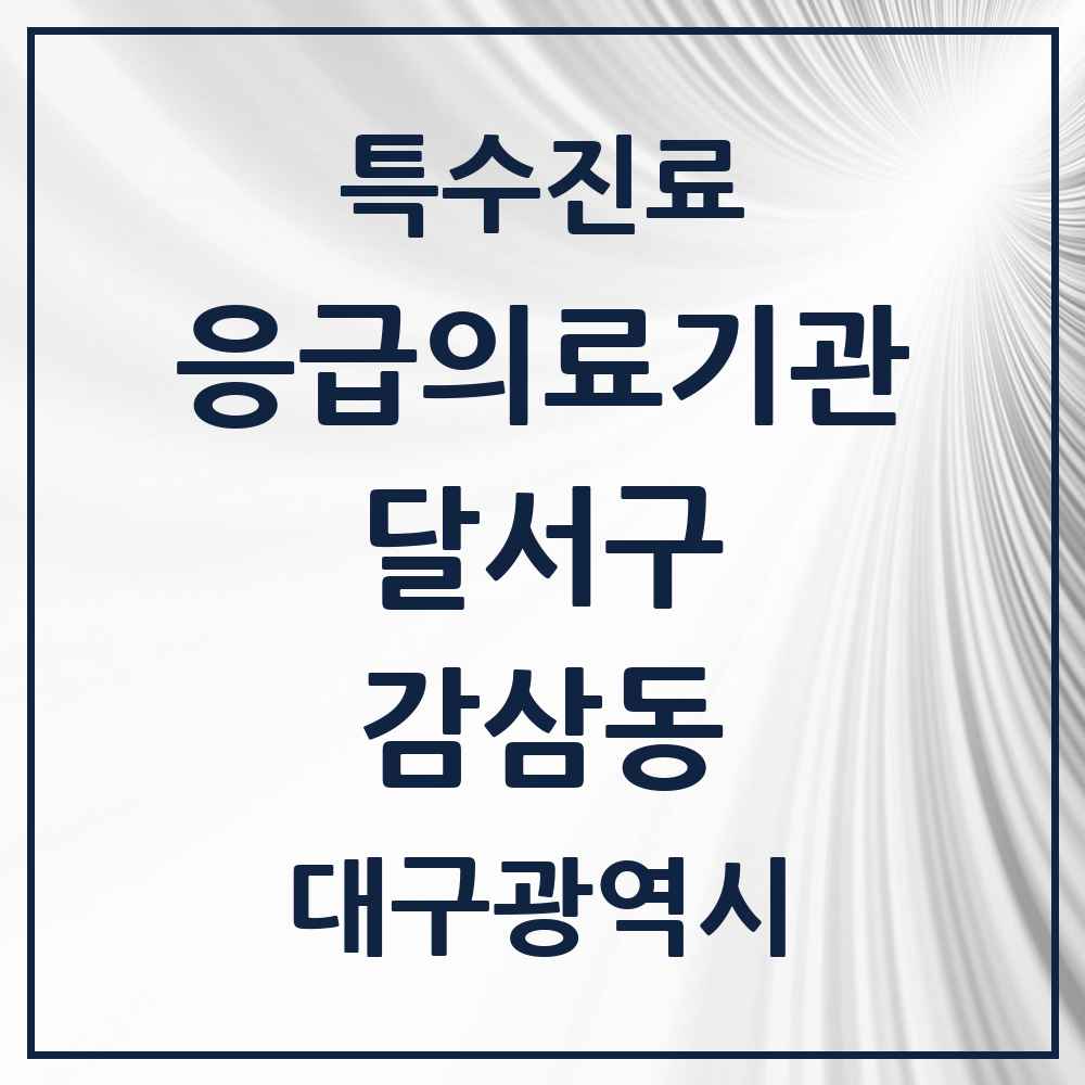2025 대구광역시 달서구 감삼동 응급의료기관 의원·병원 목록 2곳