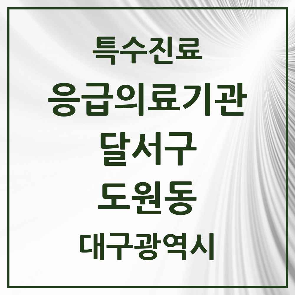 2025 대구광역시 달서구 도원동 응급의료기관 의원·병원 목록 1곳