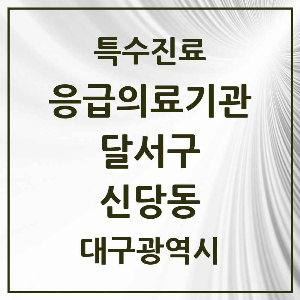 2025 대구광역시 달서구 신당동 응급의료기관 의원·병원 목록 1곳