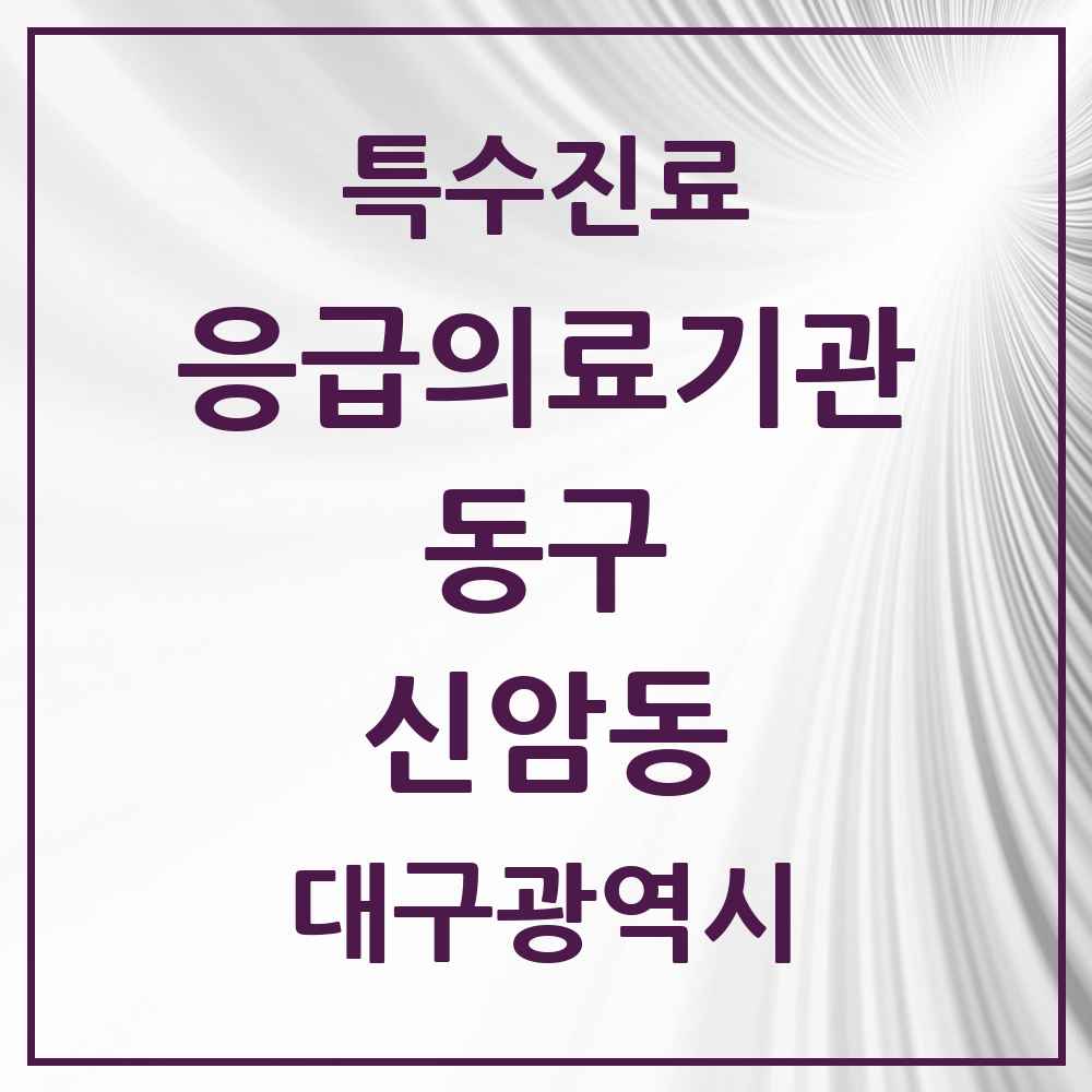 2025 대구광역시 동구 신암동 응급의료기관 의원·병원 목록 1곳