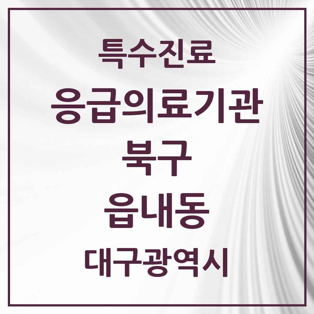 2025 대구광역시 북구 읍내동 응급의료기관 의원·병원 목록 1곳