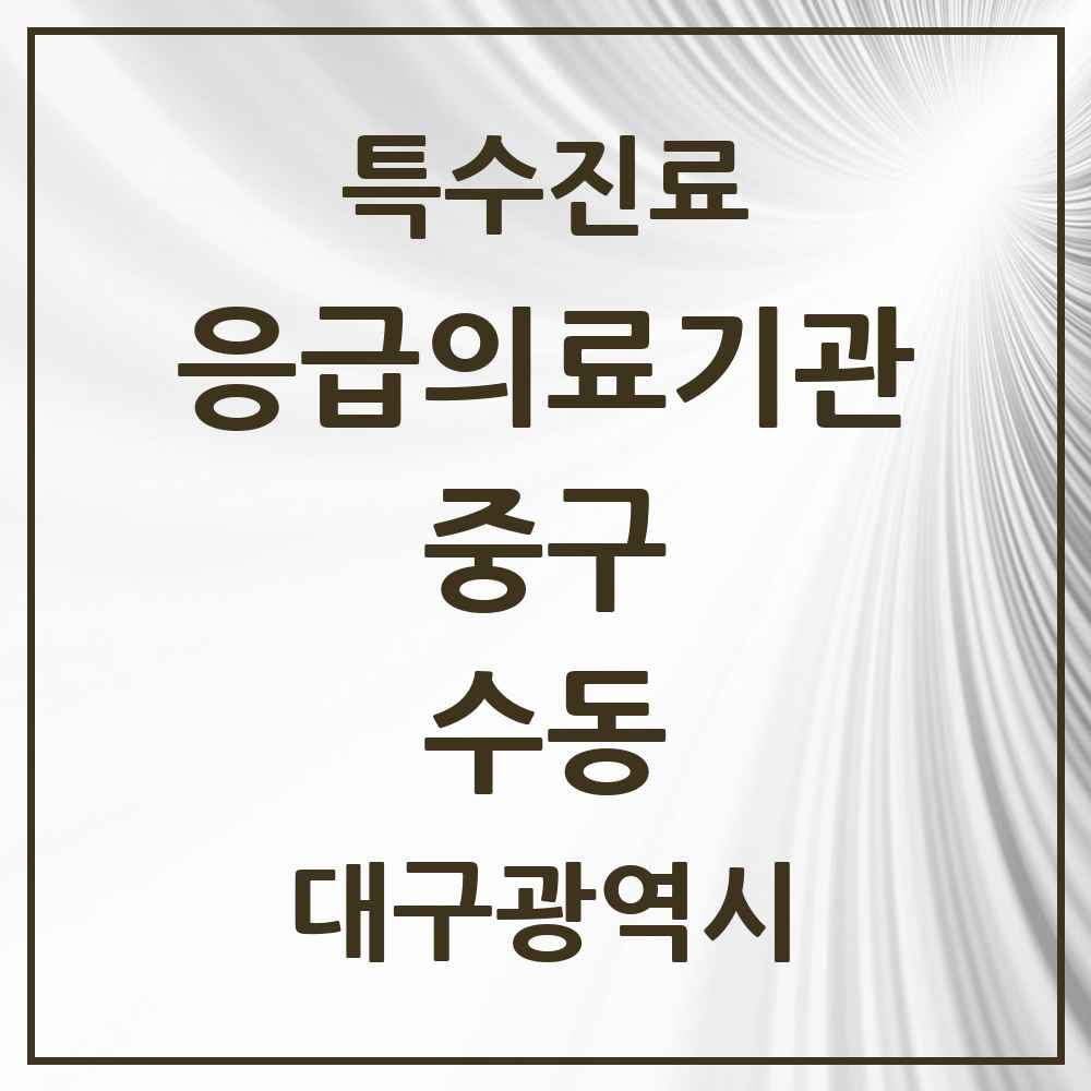 2025 대구광역시 중구 수동 응급의료기관 의원·병원 목록 1곳