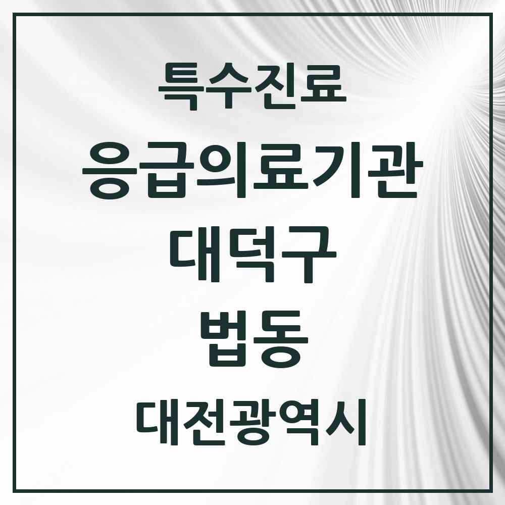 2025 대전광역시 대덕구 법동 응급의료기관 의원·병원 목록 1곳