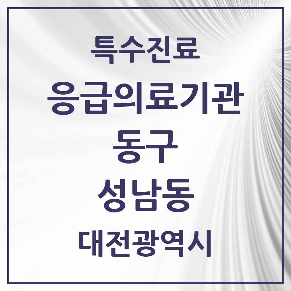 2025 대전광역시 동구 성남동 응급의료기관 의원·병원 목록 1곳