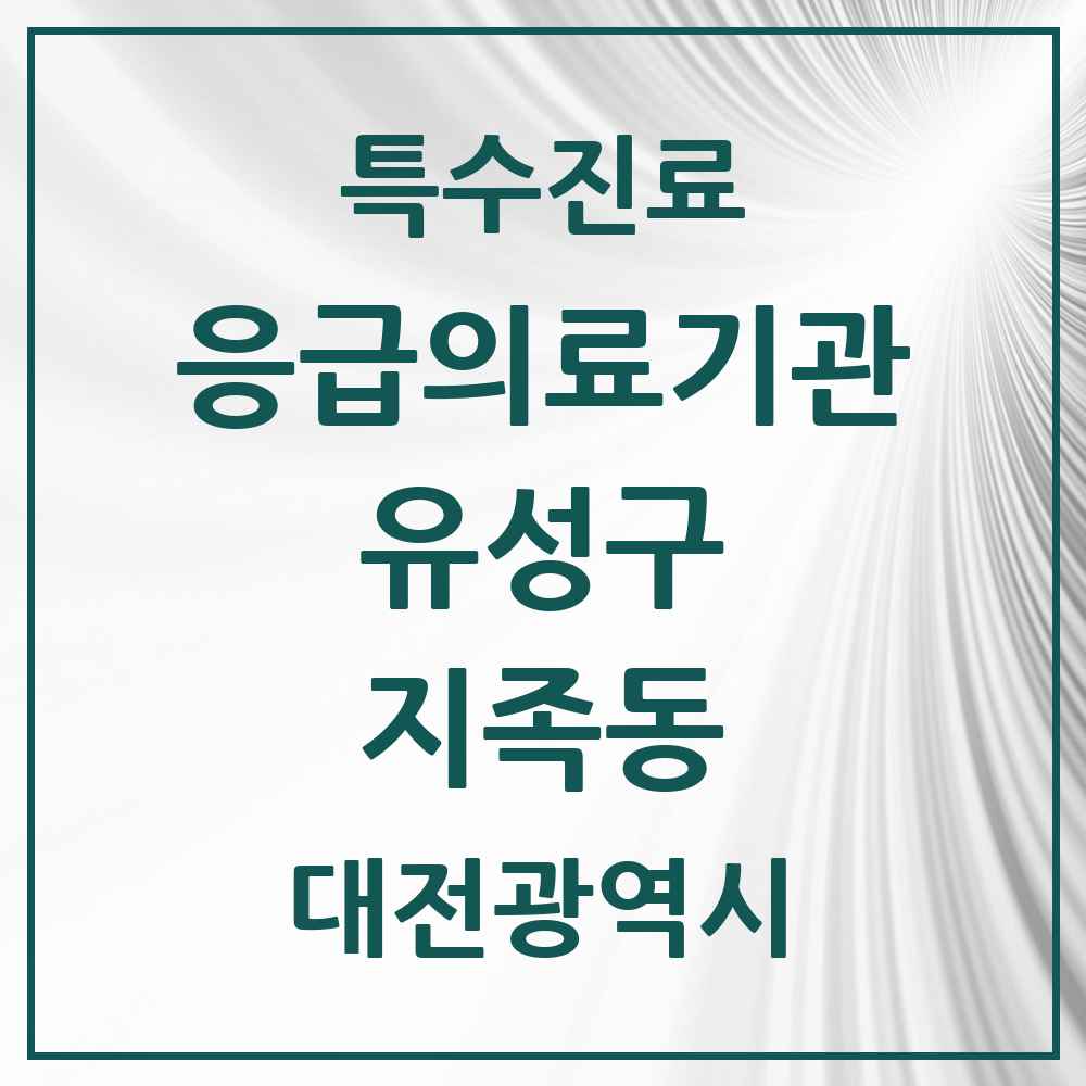 2025 대전광역시 유성구 지족동 응급의료기관 의원·병원 목록 1곳
