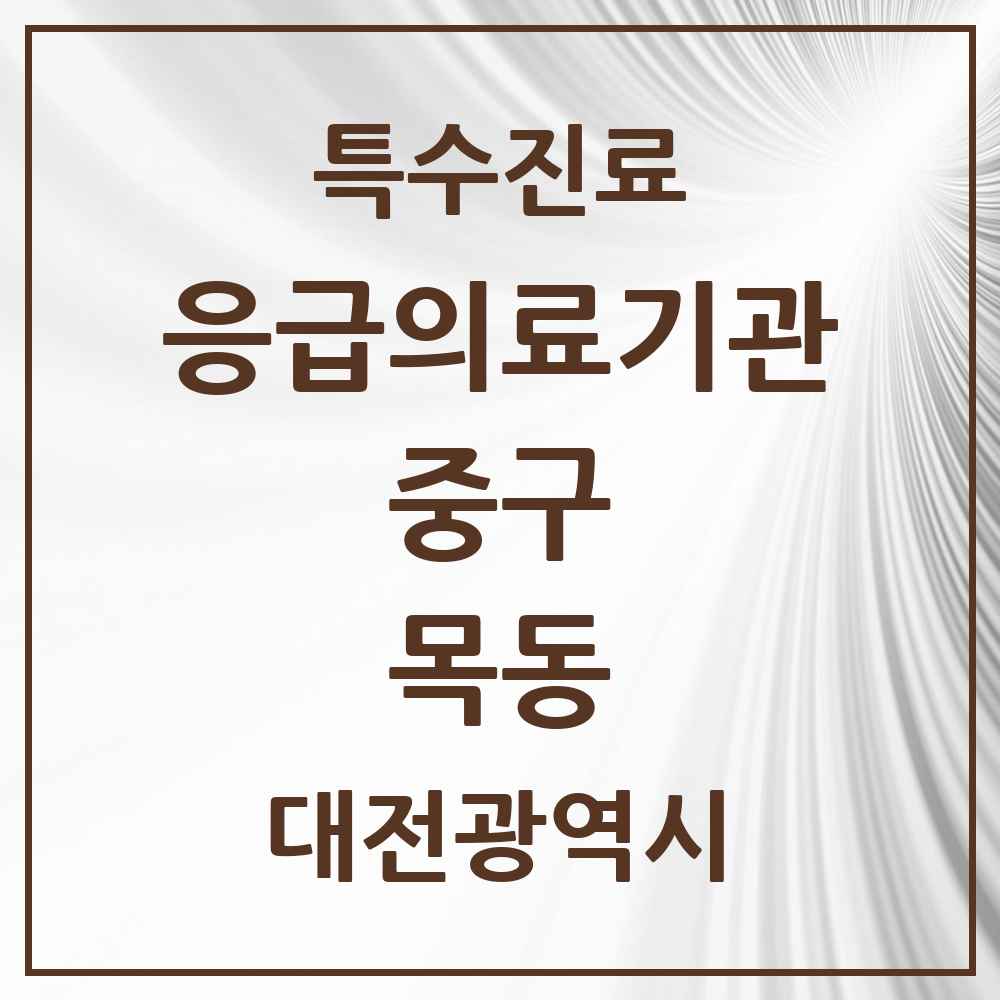 2025 대전광역시 중구 목동 응급의료기관 의원·병원 목록 1곳