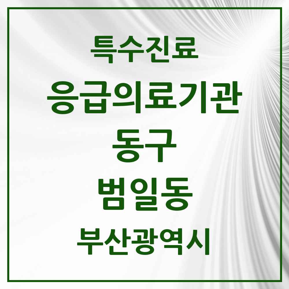 2025 부산광역시 동구 범일동 응급의료기관 의원·병원 목록 1곳