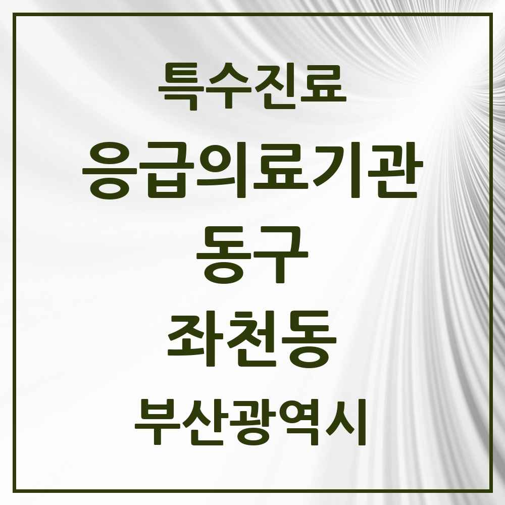 2025 부산광역시 동구 좌천동 응급의료기관 의원·병원 목록 1곳