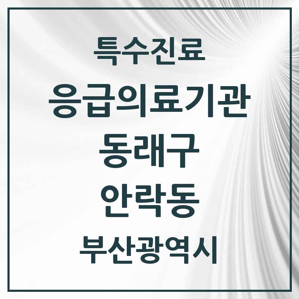 2025 부산광역시 동래구 안락동 응급의료기관 의원·병원 목록 1곳