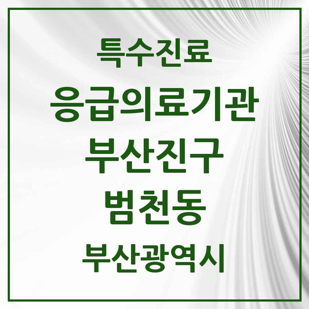 2025 부산광역시 부산진구 범천동 응급의료기관 의원·병원 목록 1곳