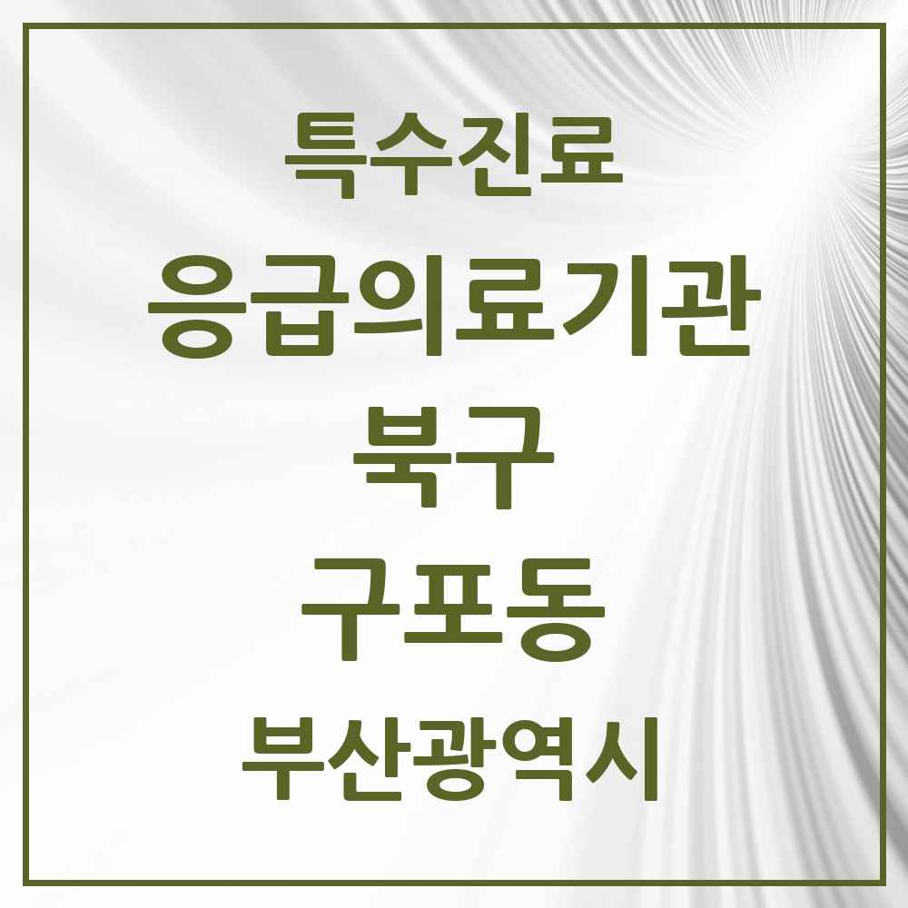 2025 부산광역시 북구 구포동 응급의료기관 의원·병원 목록 1곳