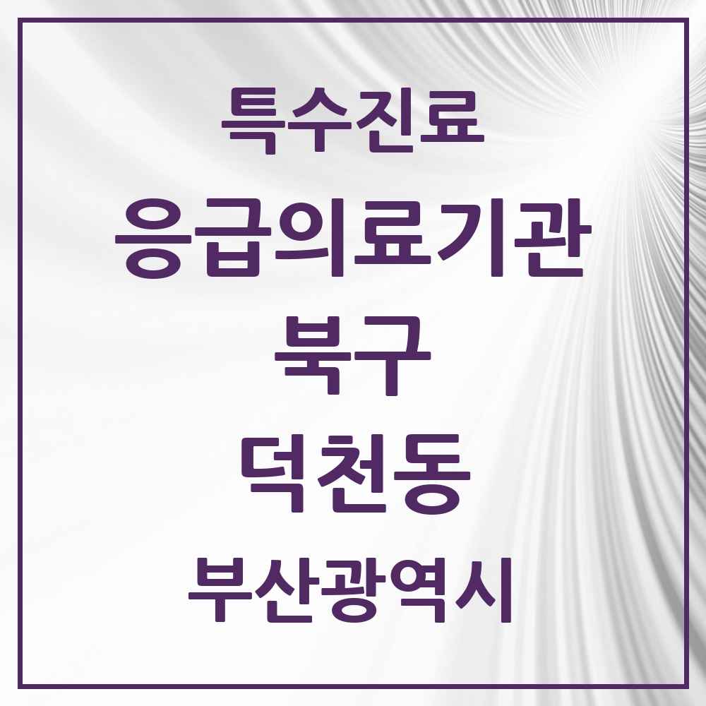 2025 부산광역시 북구 덕천동 응급의료기관 의원·병원 목록 1곳