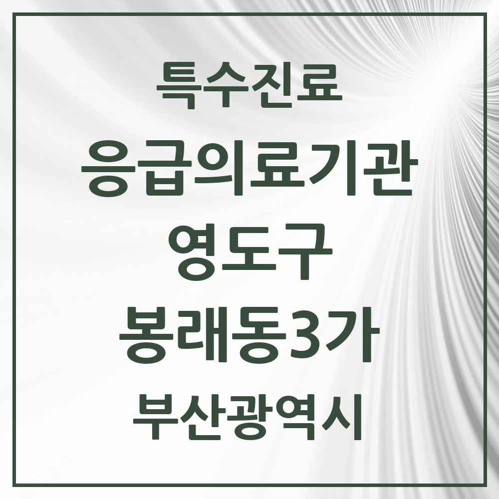 2025 부산광역시 영도구 봉래동3가 응급의료기관 의원·병원 목록 1곳