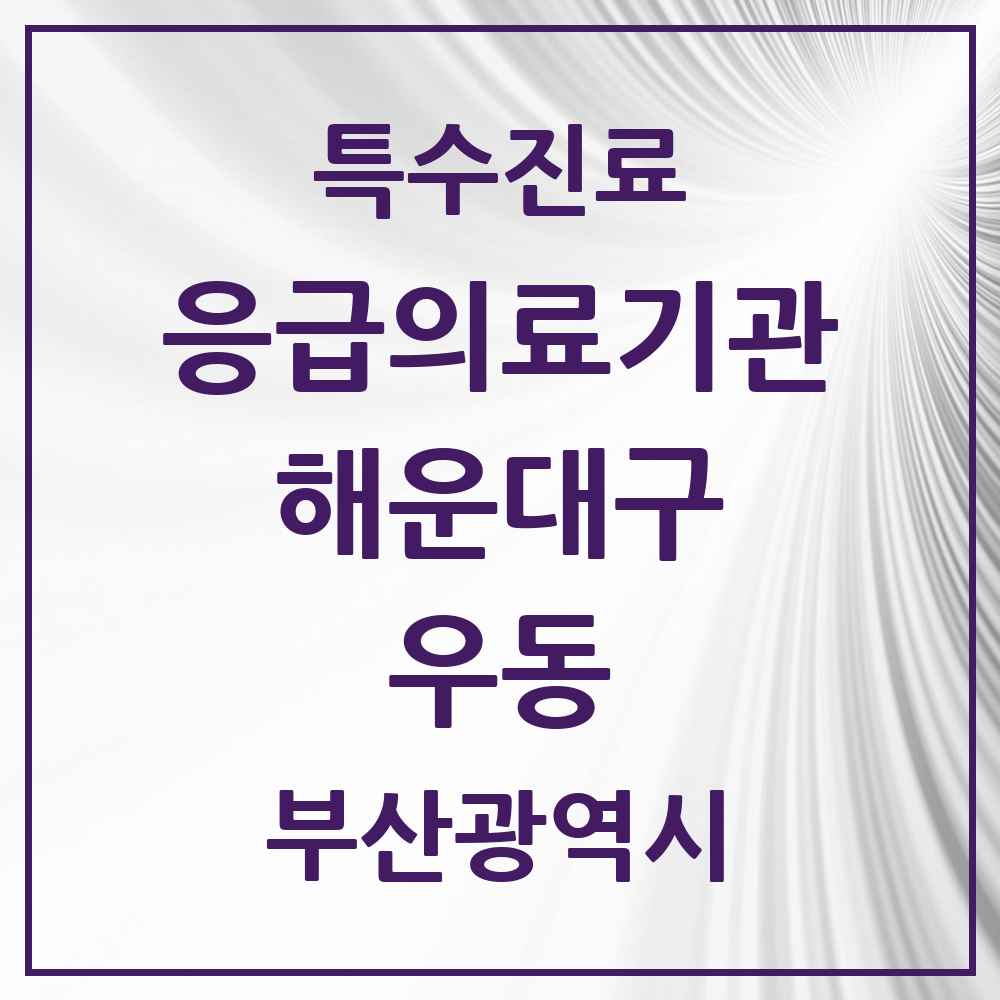 2025 부산광역시 해운대구 우동 응급의료기관 의원·병원 목록 1곳
