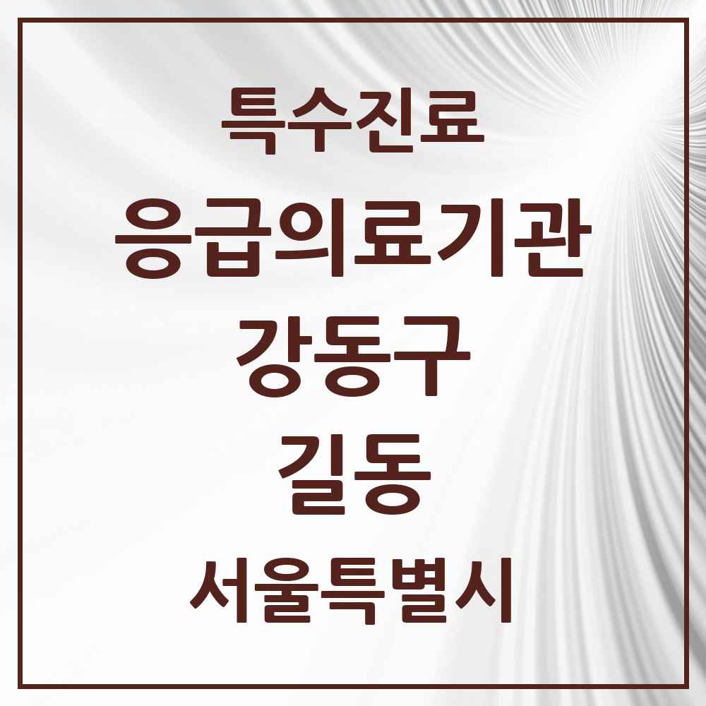 2025 서울특별시 강동구 길동 응급의료기관 의원·병원 목록 1곳