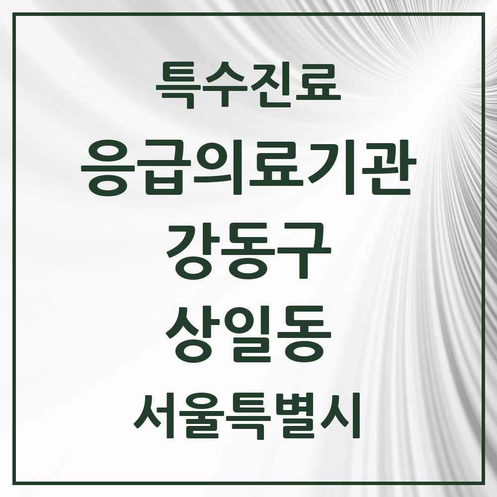 2025 서울특별시 강동구 상일동 응급의료기관 의원·병원 목록 1곳