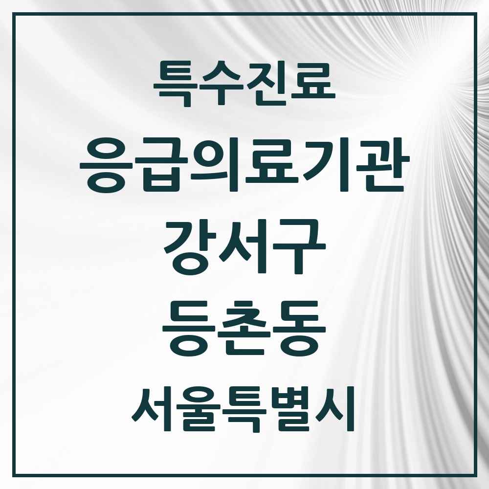 2025 서울특별시 강서구 등촌동 응급의료기관 의원·병원 목록 1곳