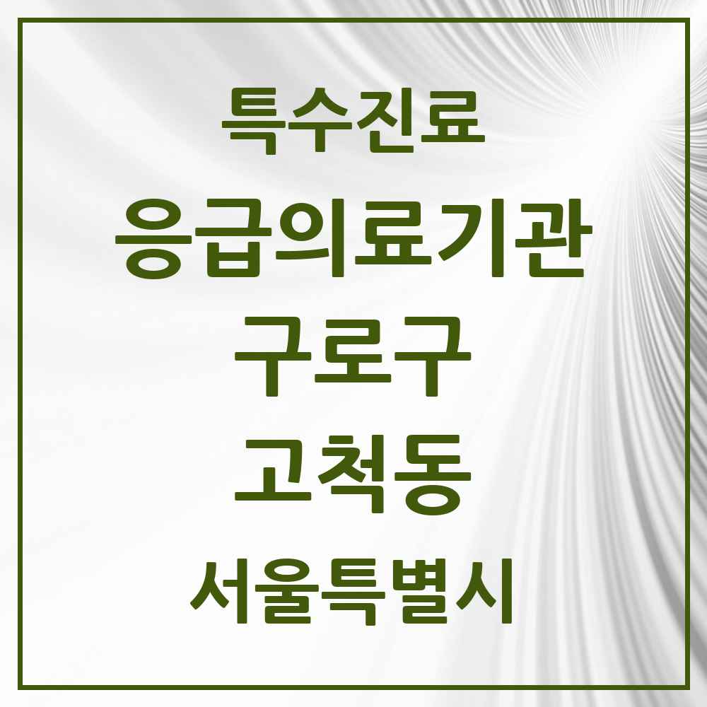 2025 서울특별시 구로구 고척동 응급의료기관 의원·병원 목록 1곳