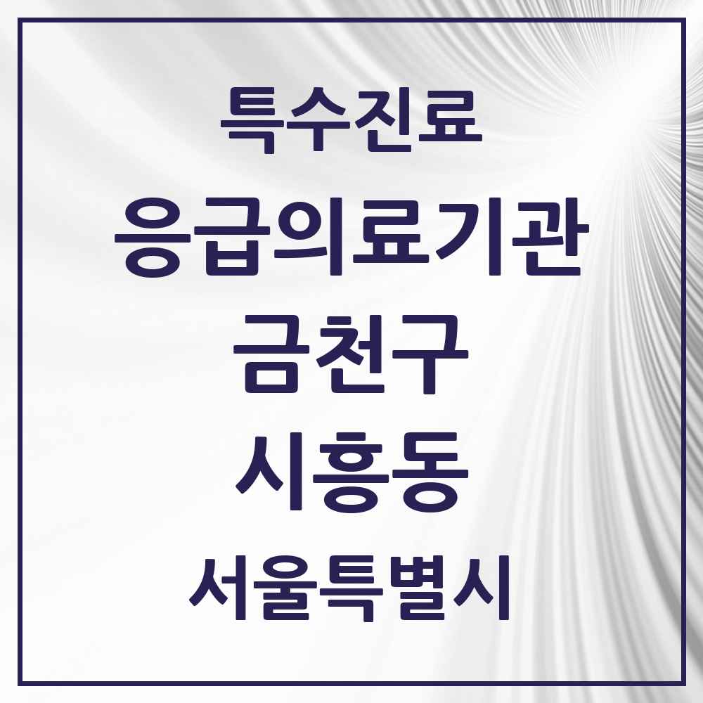2025 서울특별시 금천구 시흥동 응급의료기관 의원·병원 목록 1곳