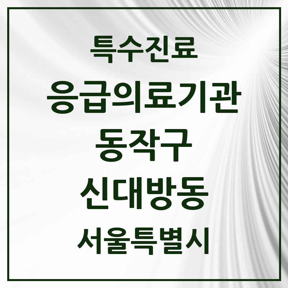 2025 서울특별시 동작구 신대방동 응급의료기관 의원·병원 목록 1곳