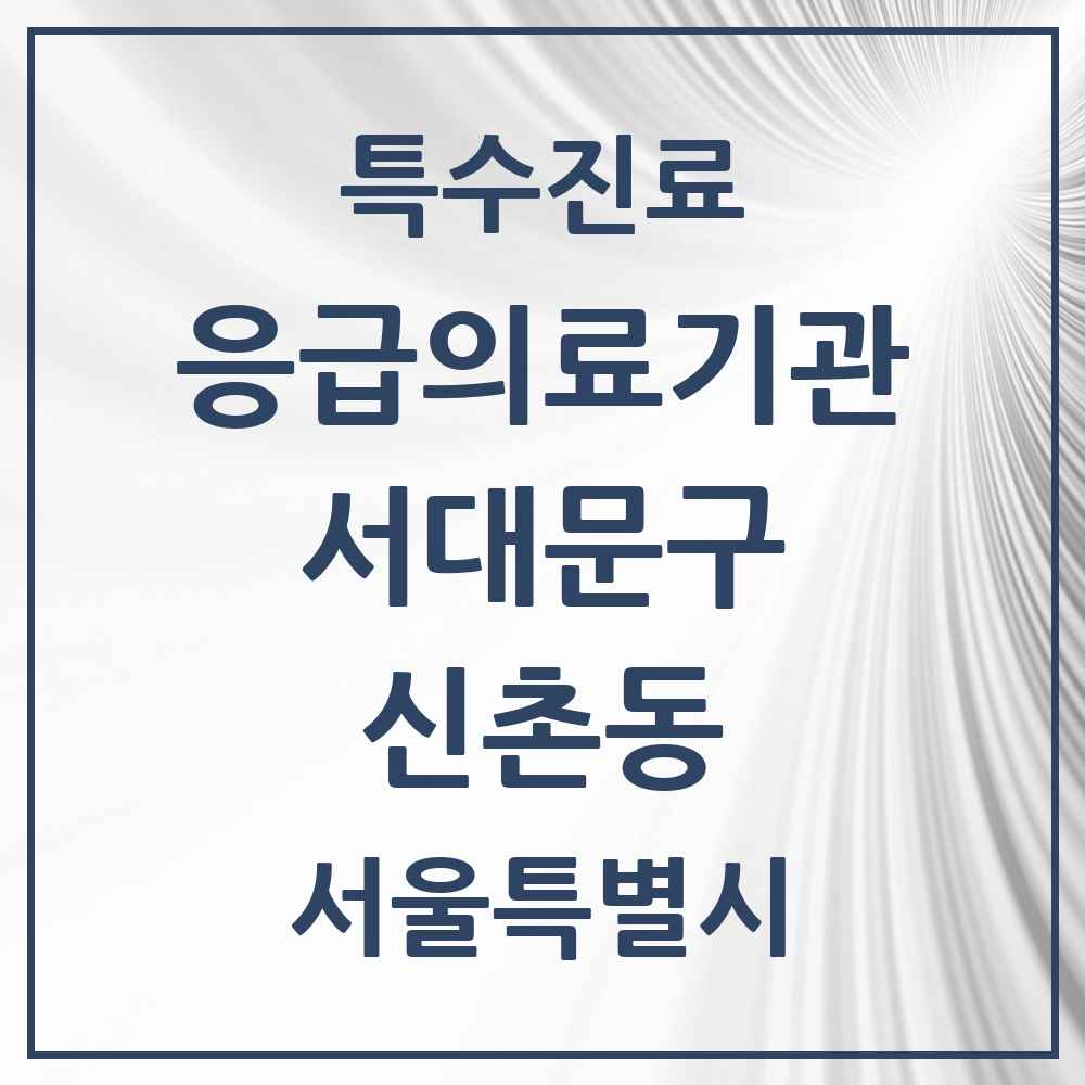 2025 서울특별시 서대문구 신촌동 응급의료기관 의원·병원 목록 1곳