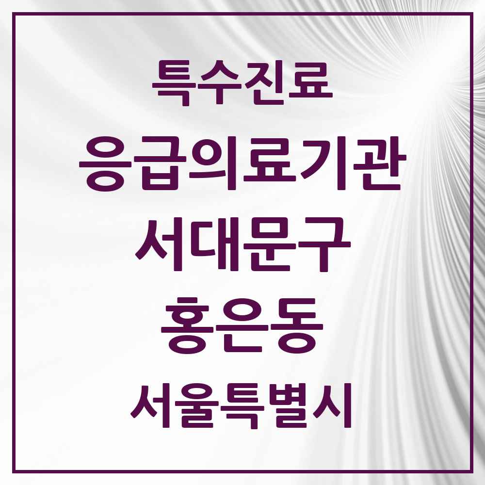 2025 서울특별시 서대문구 홍은동 응급의료기관 의원·병원 목록 1곳