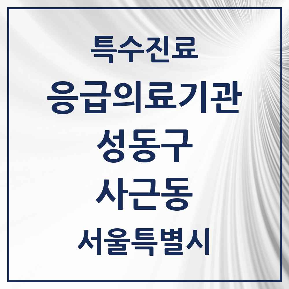 2025 서울특별시 성동구 사근동 응급의료기관 의원·병원 목록 1곳