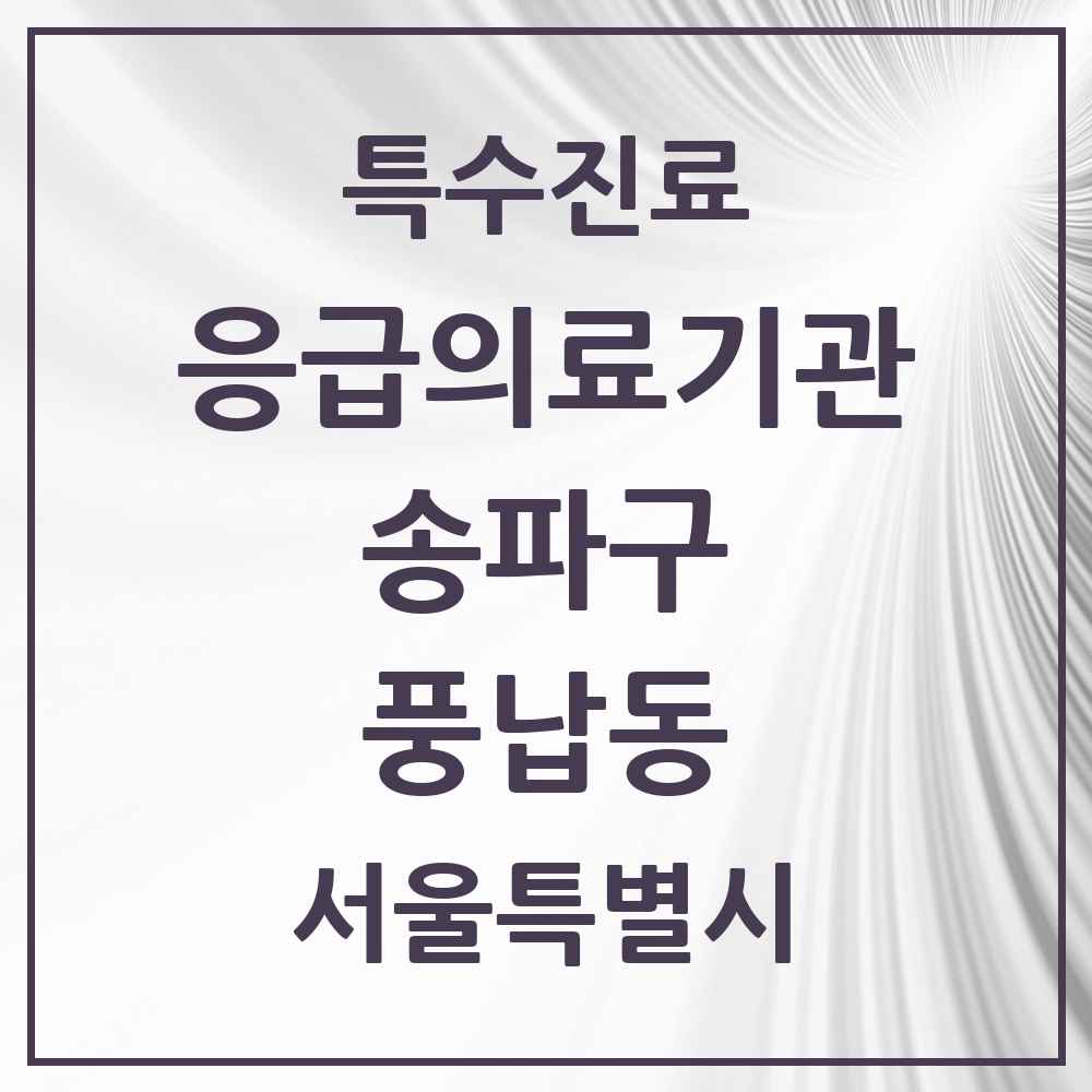 2025 서울특별시 송파구 풍납동 응급의료기관 의원·병원 목록 1곳