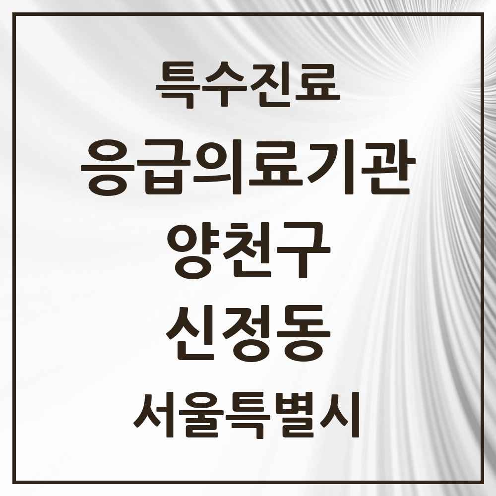 2025 서울특별시 양천구 신정동 응급의료기관 의원·병원 목록 2곳
