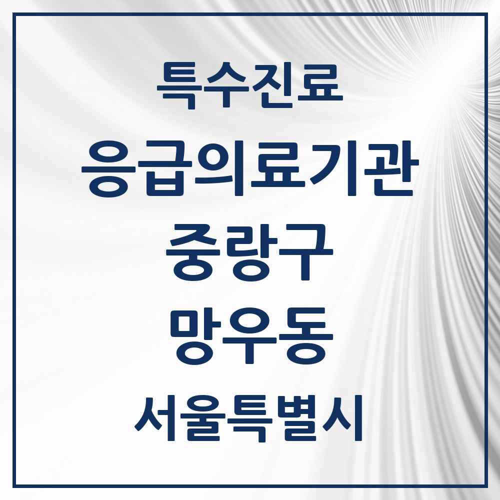 2025 서울특별시 중랑구 망우동 응급의료기관 의원·병원 목록 1곳