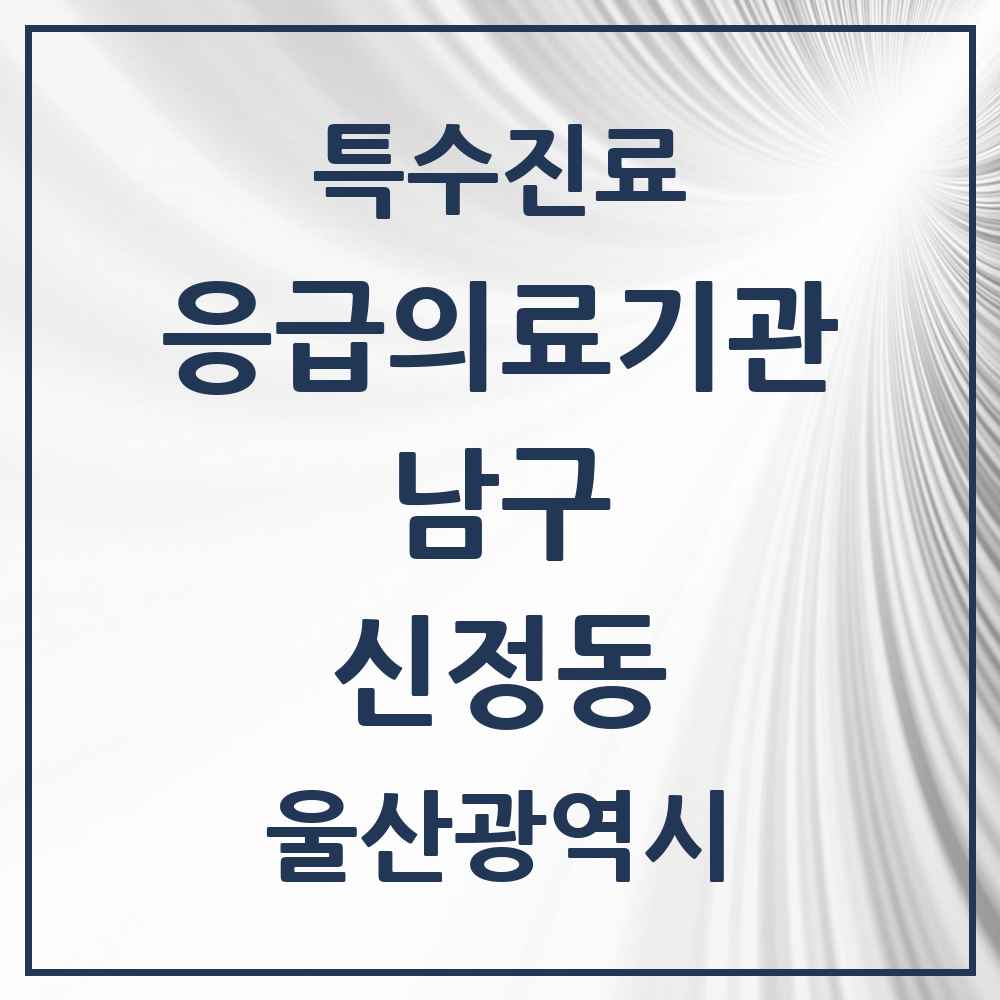 2025 울산광역시 남구 신정동 응급의료기관 의원·병원 목록 2곳