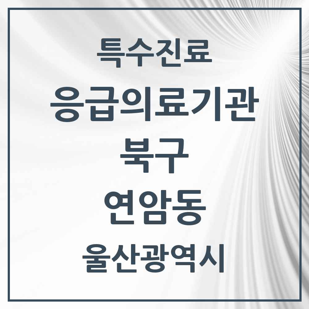 2025 울산광역시 북구 연암동 응급의료기관 의원·병원 목록 1곳