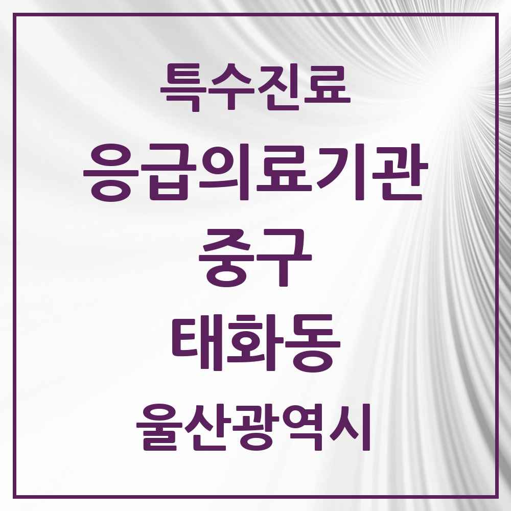 2025 울산광역시 중구 태화동 응급의료기관 의원·병원 목록 1곳