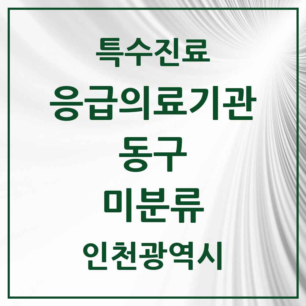 2025 인천광역시 동구 미분류 응급의료기관 의원·병원 목록 1곳