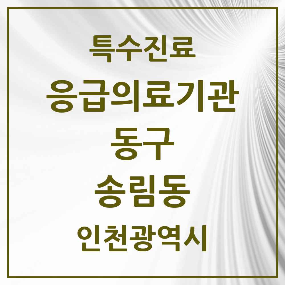 2025 인천광역시 동구 송림동 응급의료기관 의원·병원 목록 1곳