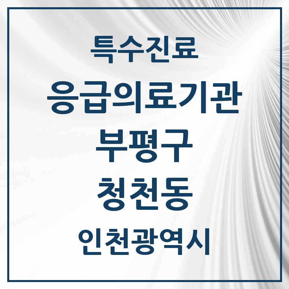 2025 인천광역시 부평구 청천동 응급의료기관 의원·병원 목록 1곳
